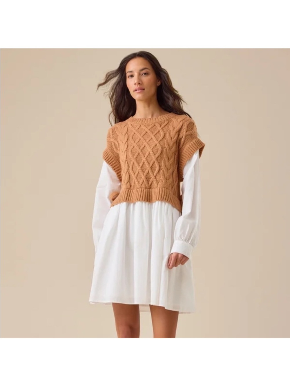 EUC altar’d state Morgan twofer cable knit rust and white sweater dress medium